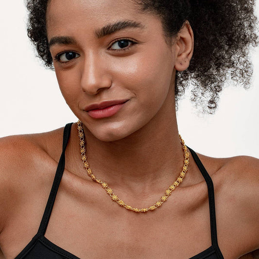 VINTAGE FLOWER NECKLACE SUN PATTERN NECKLACE