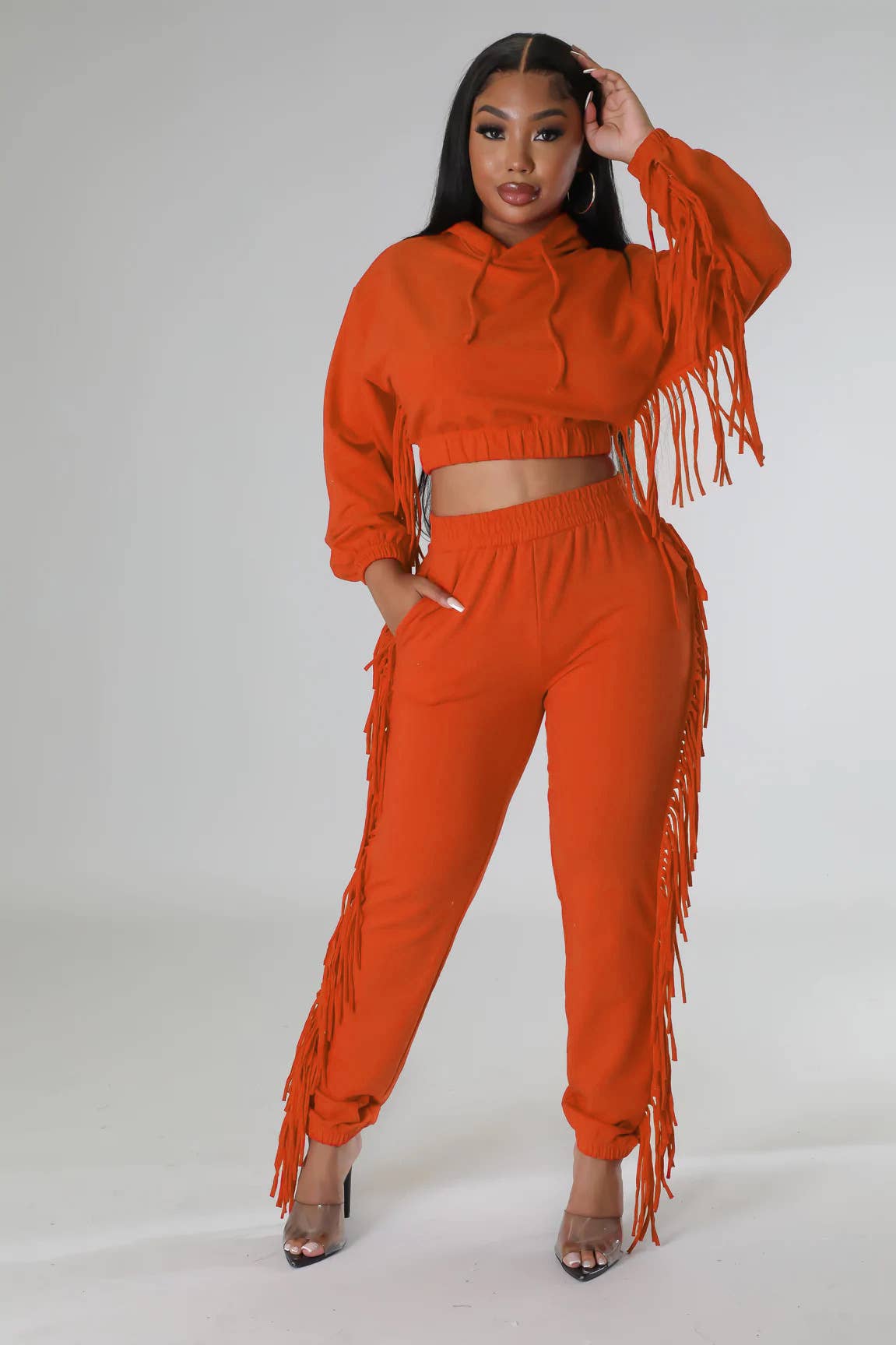 MIDRIFF HOODIE FASHION TWO-PIECE LEGGINGS