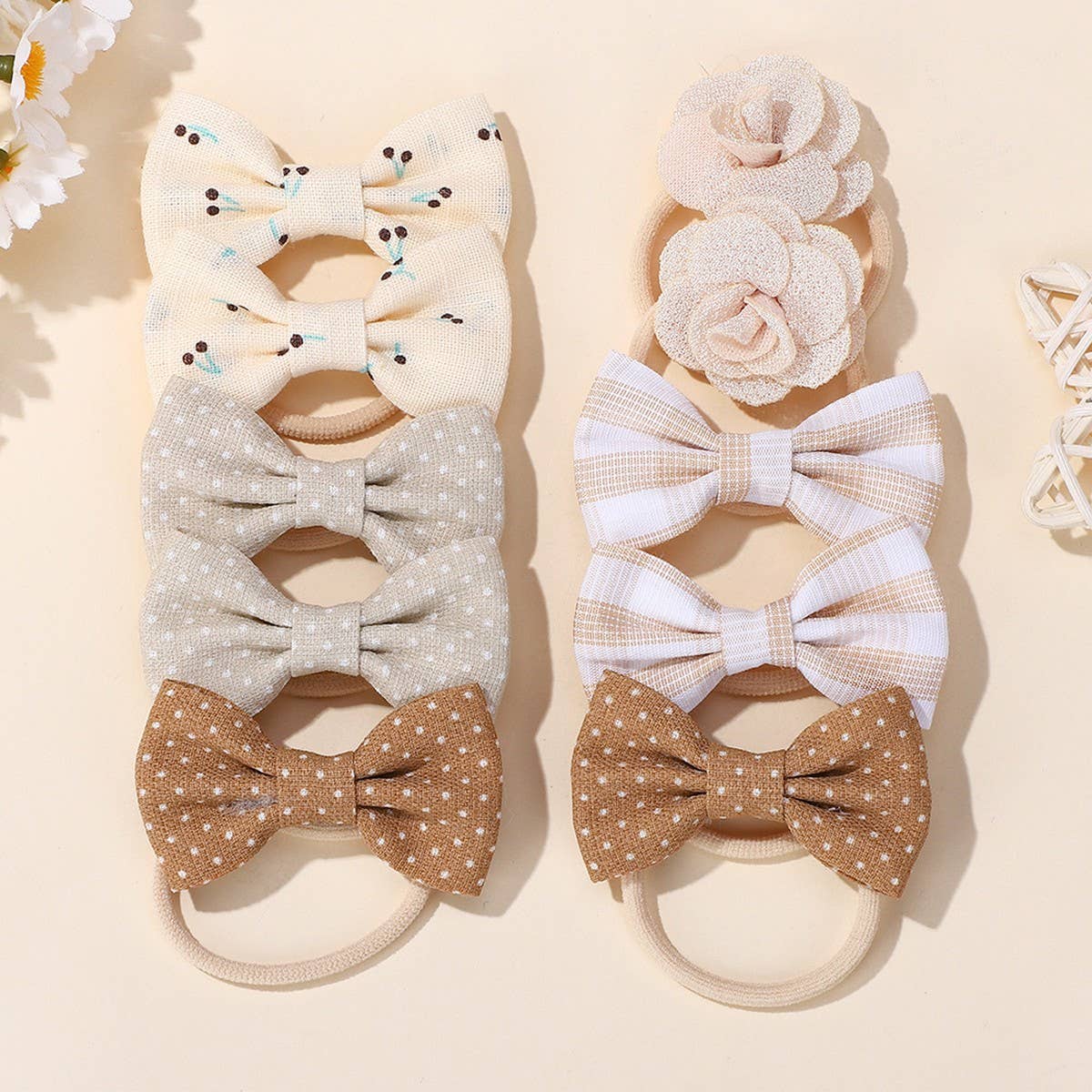 Double Bow Hair Clips Set with Pearls for Girls