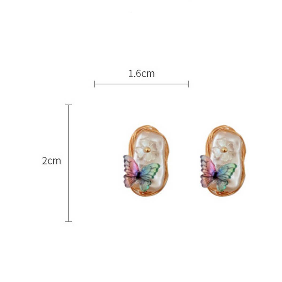 IRREGULAR PEARL FLOWER BUTTERFLY EARRINGS