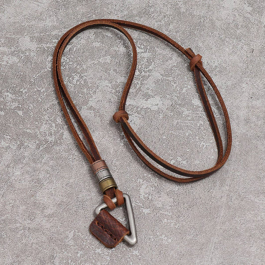 BROWN PERSONALITY SIMPLE LEATHER NECKLACE_CWMM4579