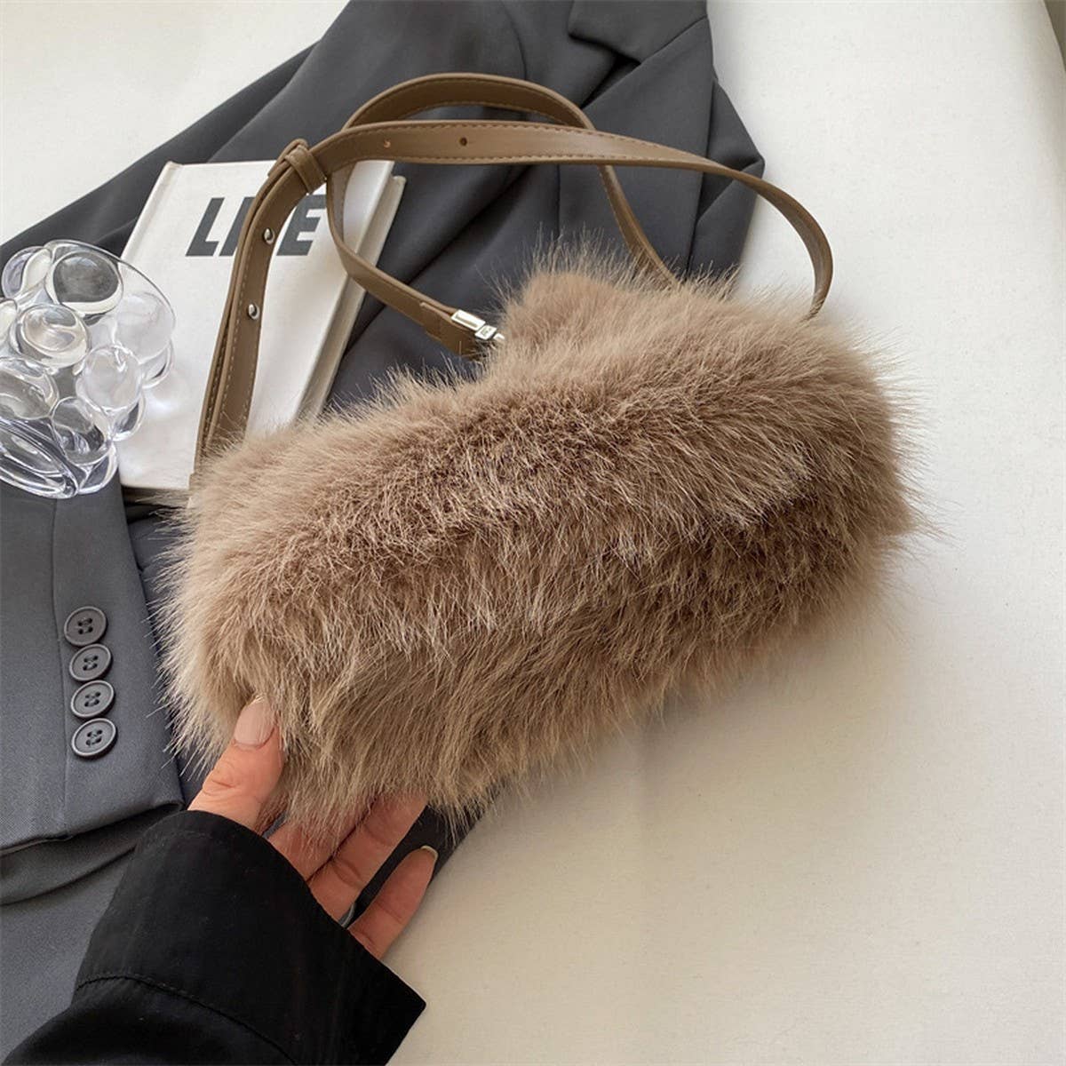 WINTER FAUX FOX FUR SINGLE SHOULDER PLUSH BAG_CWAB3943
