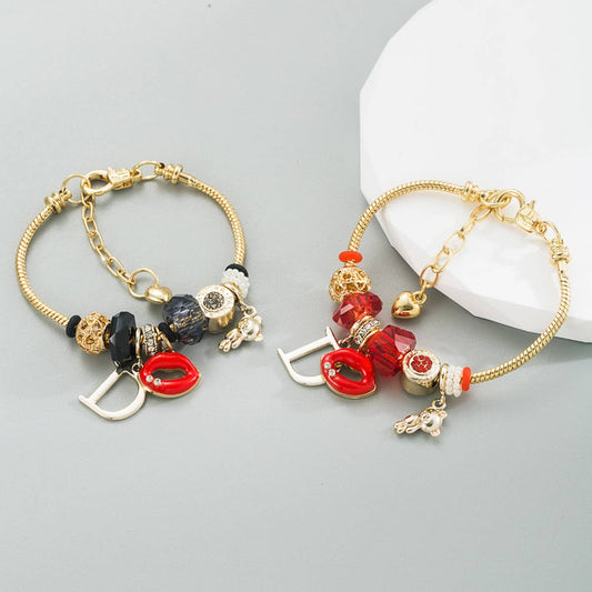 Devil Lips Pendant Alloy Chain Bracelet