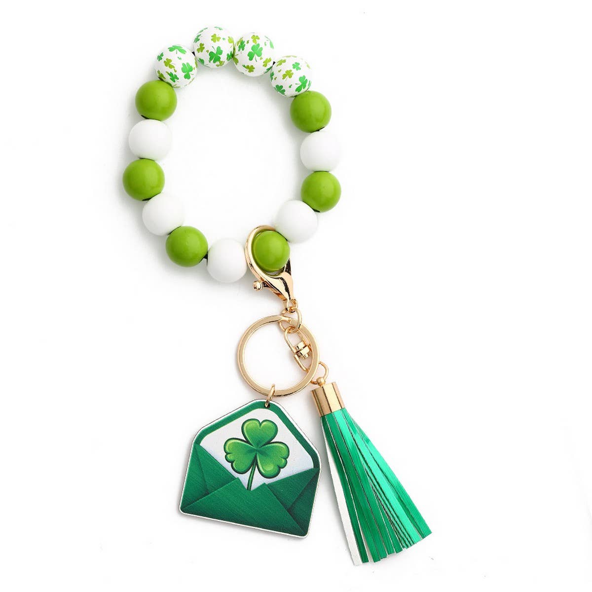 St. Patrick's Day Clover Pendant Bracelet Keychain_CWMM6861