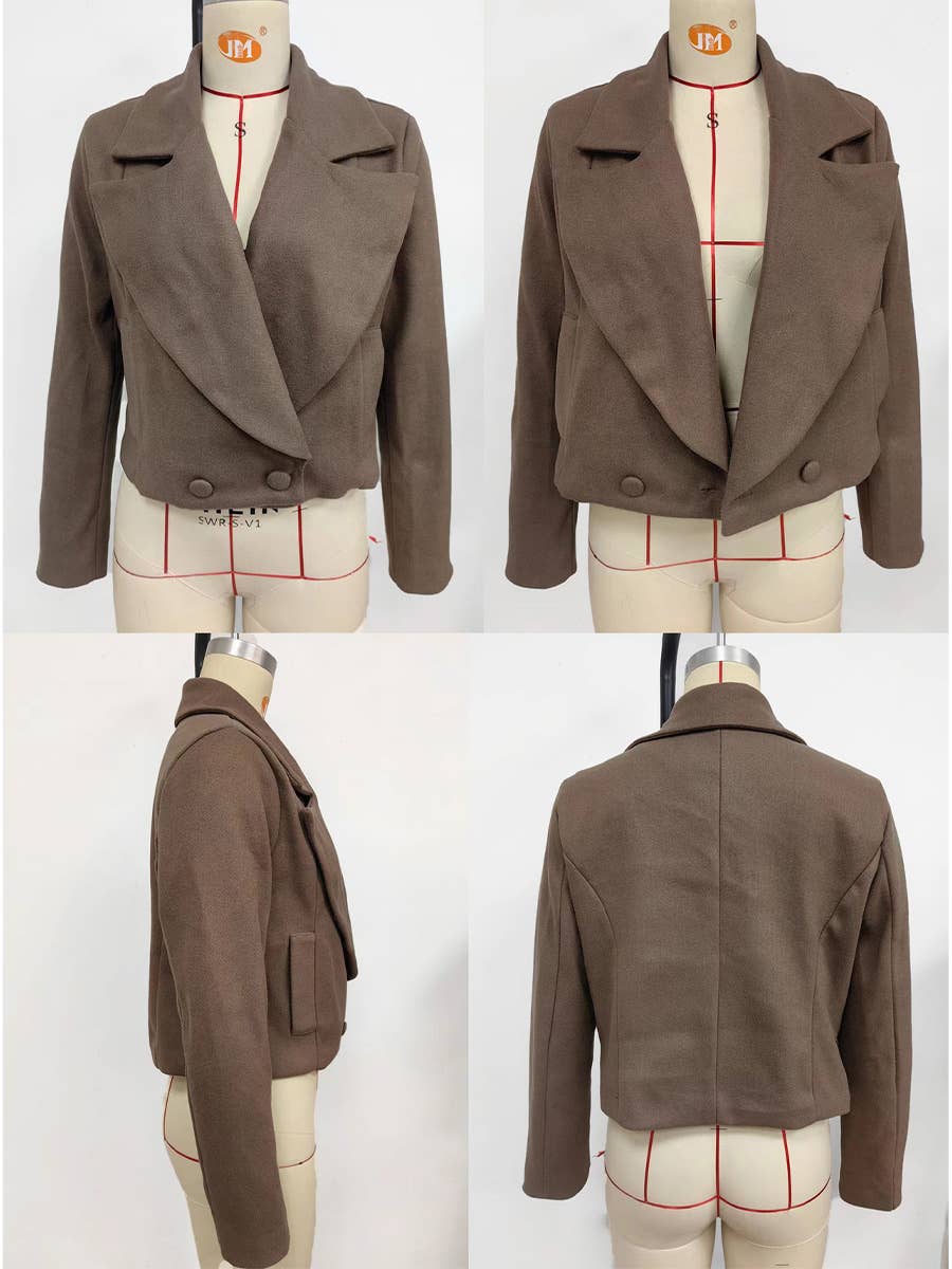 Wool oversized collar solid color coat