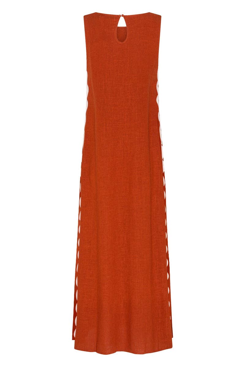 Fashion crew-neck splicing lace slit long dress