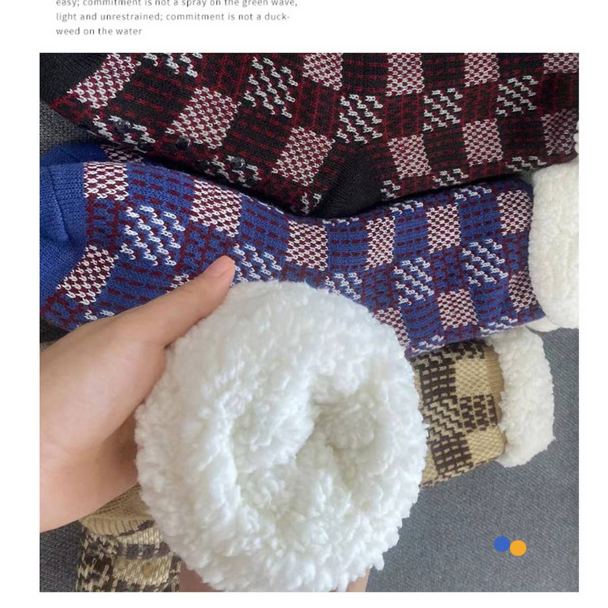 MEN KNITTED PLAID PLUSH INDOOR SLIPPERS