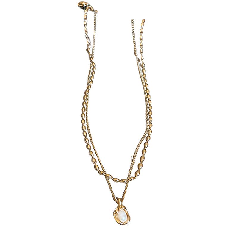 Irregular freshwater pearl double-layer necklace