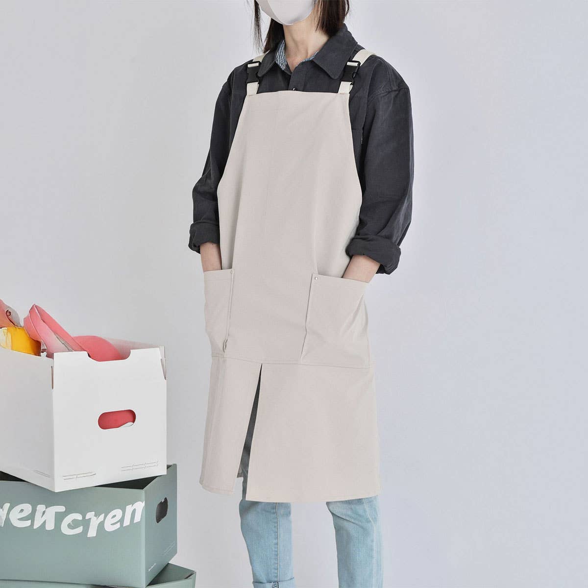 Cafe Restaurant Canvas Apron with pockets_CWMM3294