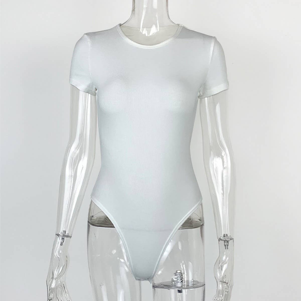 SEXY ROUND NECK SHORT SLEEVED BODYCON BODYSUIT_CWTBLS0313