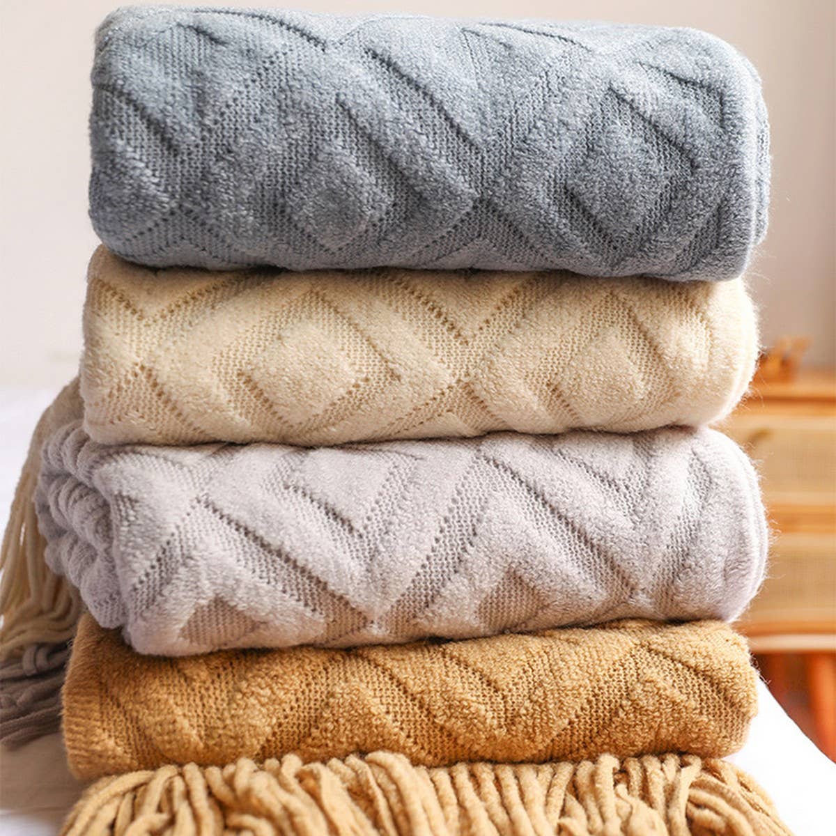 KNITTED JACQUARD SOFA BLANKET NAP BLANKET