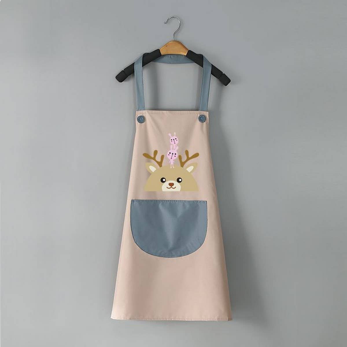 Deer head print Summer Thin Apron with pockets