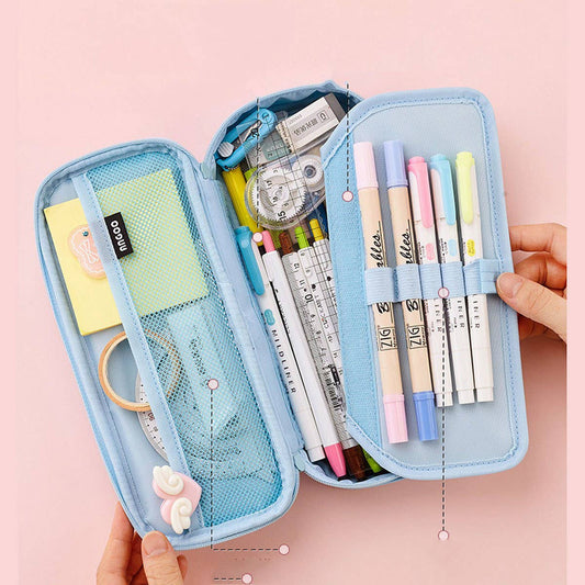 MULTI-LAYER STORAGE PORTABLE CANVAS PENCIL CASE