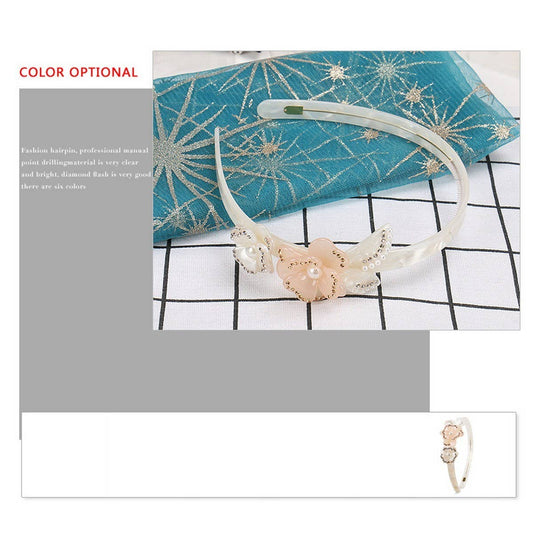 SWEET RHINESTONE FLOWER HEADBAND WIDE BRIMHEADBAND