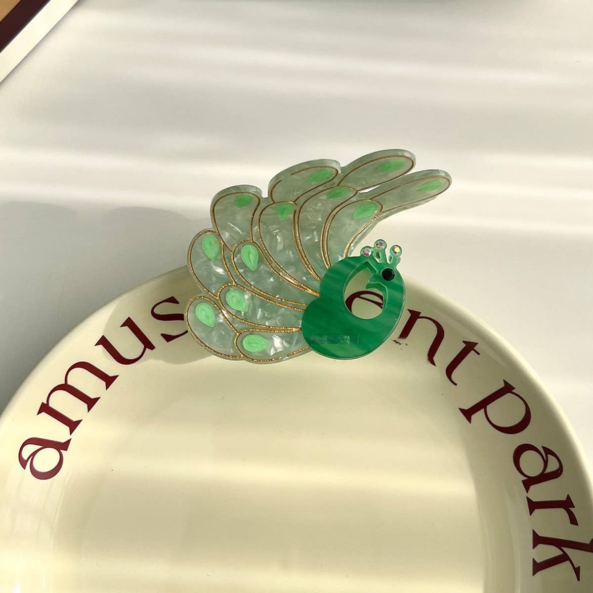 Peacock Acetate Hair Claw, Rhinestone Chic Clip_CWAHA5900