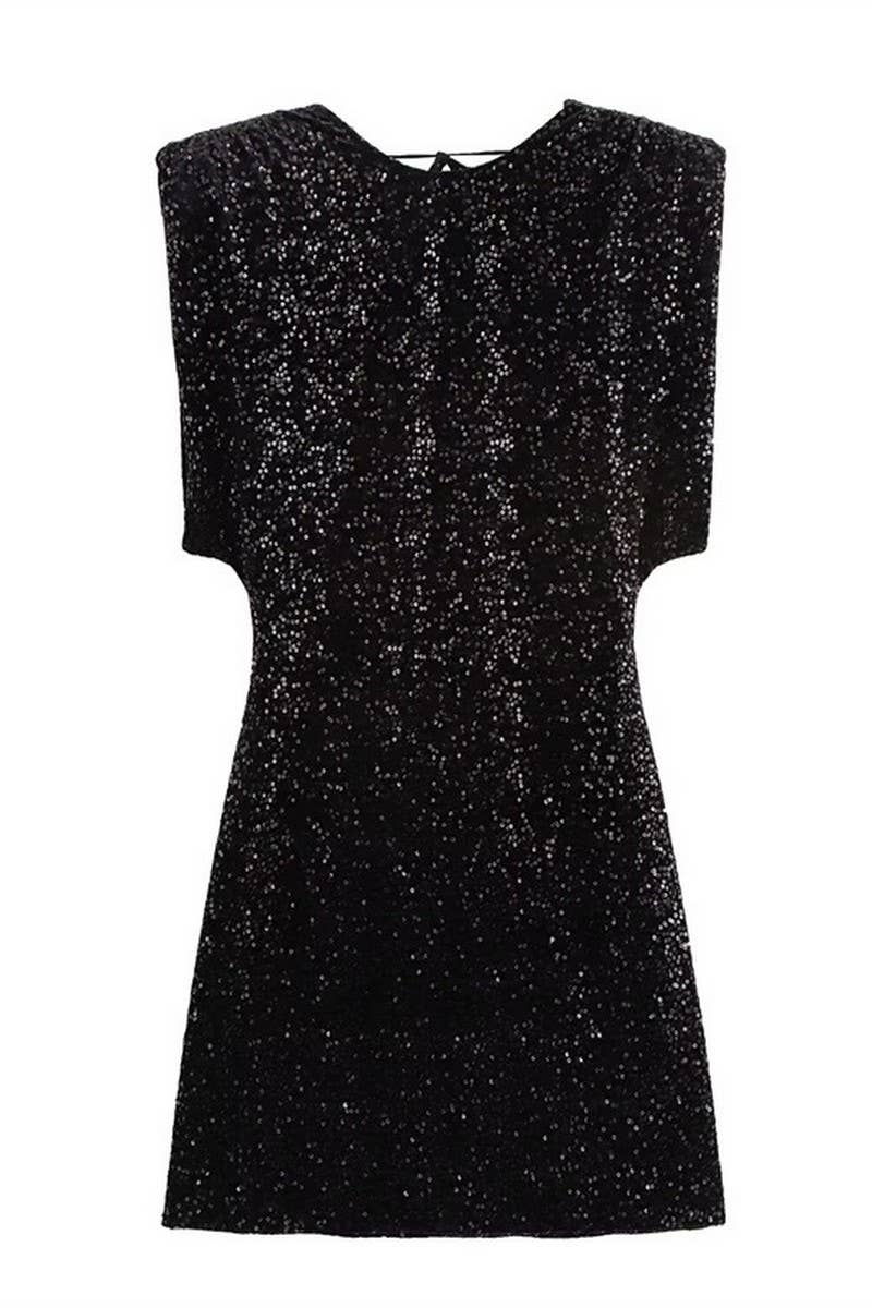 CWDSD6655_SLEEVELESS SEQUINED ELEGANT DRESS