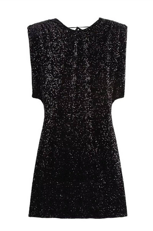 CWDSD6655_SLEEVELESS SEQUINED ELEGANT DRESS
