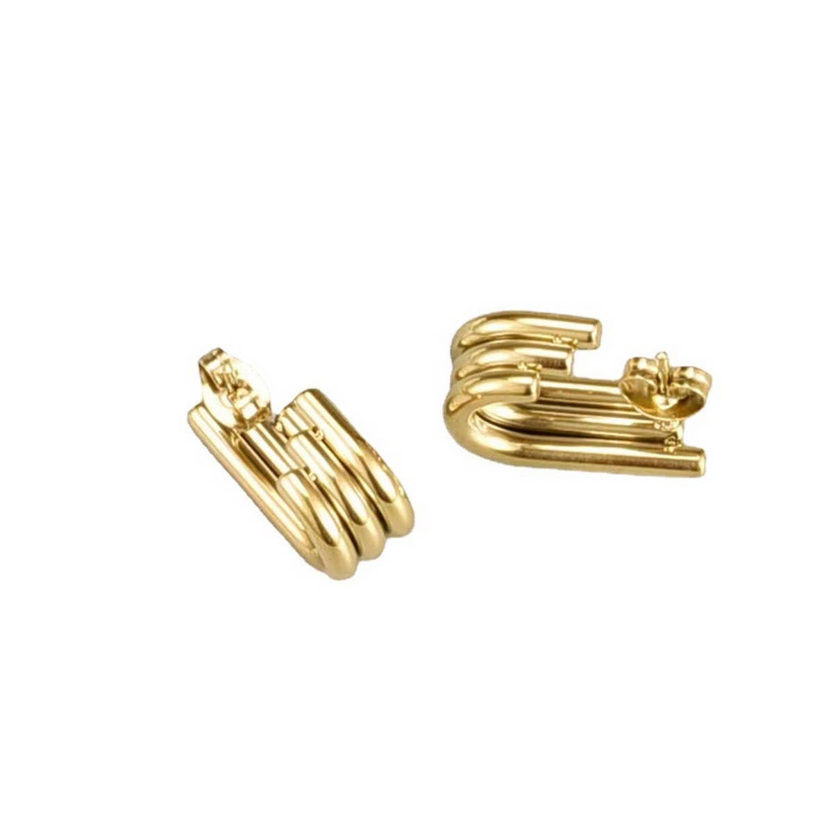 U SHAPE CHAIN CHUNKY CIRCLE HOOP EARRINGS