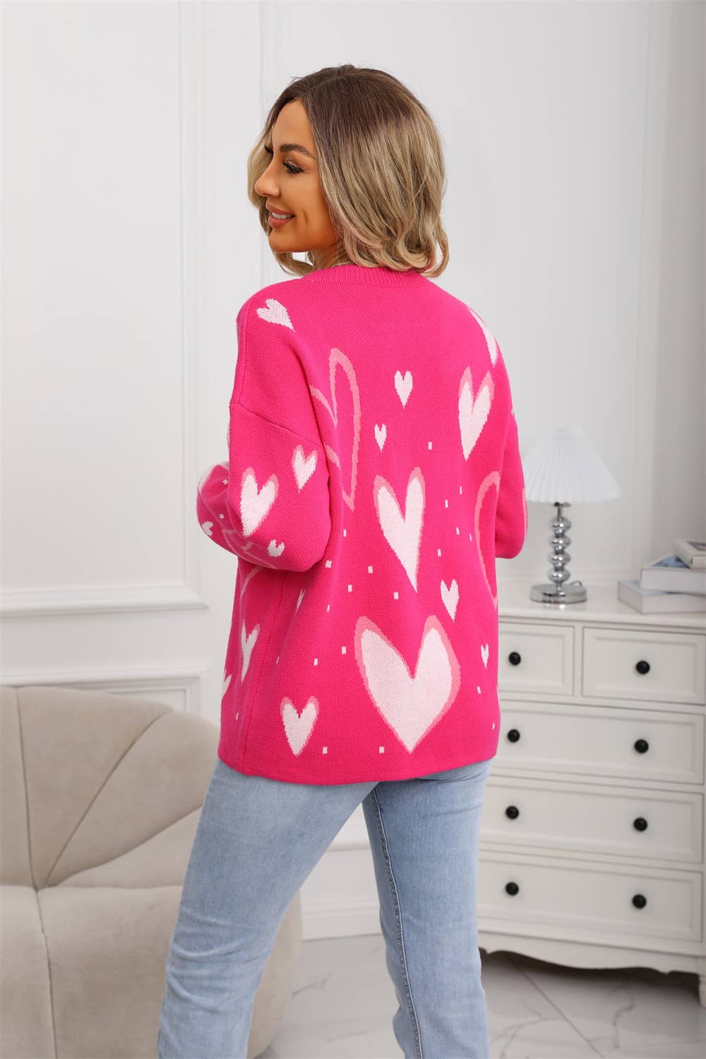 Valentine's Day love jacquard loose knitwear