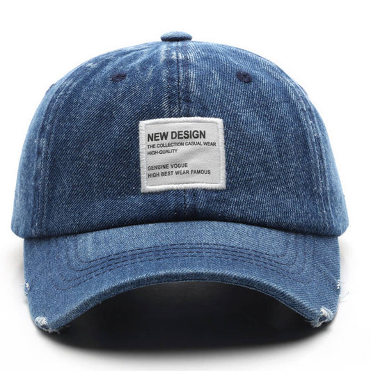 CWAH3215_FASHION RETRO DISTRESSED PATCH DENIM BASEBALL CAP