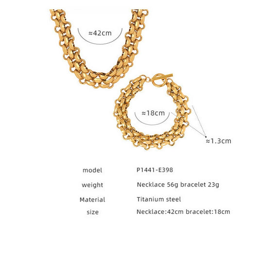 TITANIUM STEEL THICK CHAIN BRACELET NECKLACE