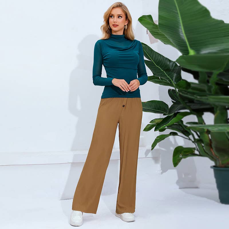 HIGH WAIST SINGLE BREASTED STRAIGHT LEG PANTS