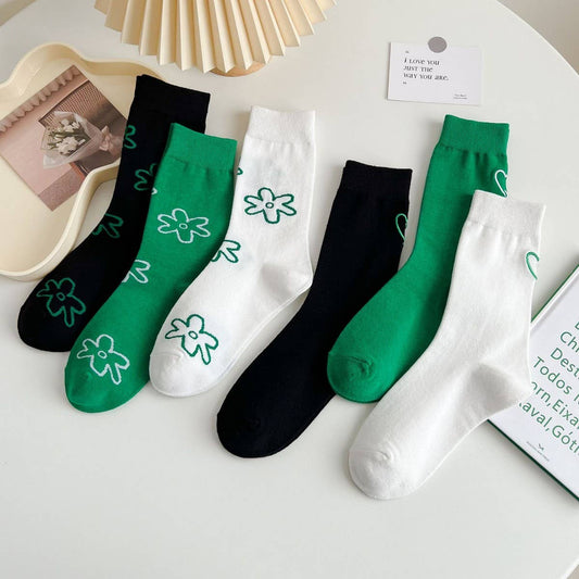NEW COTTON ALL-MATCH EMBROIDERED LOVE HEART SOCKS
