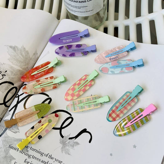 CWAHA4465_CANDY COLOR PLAID HAIRPIN SWEET SEAMLESS CLIP