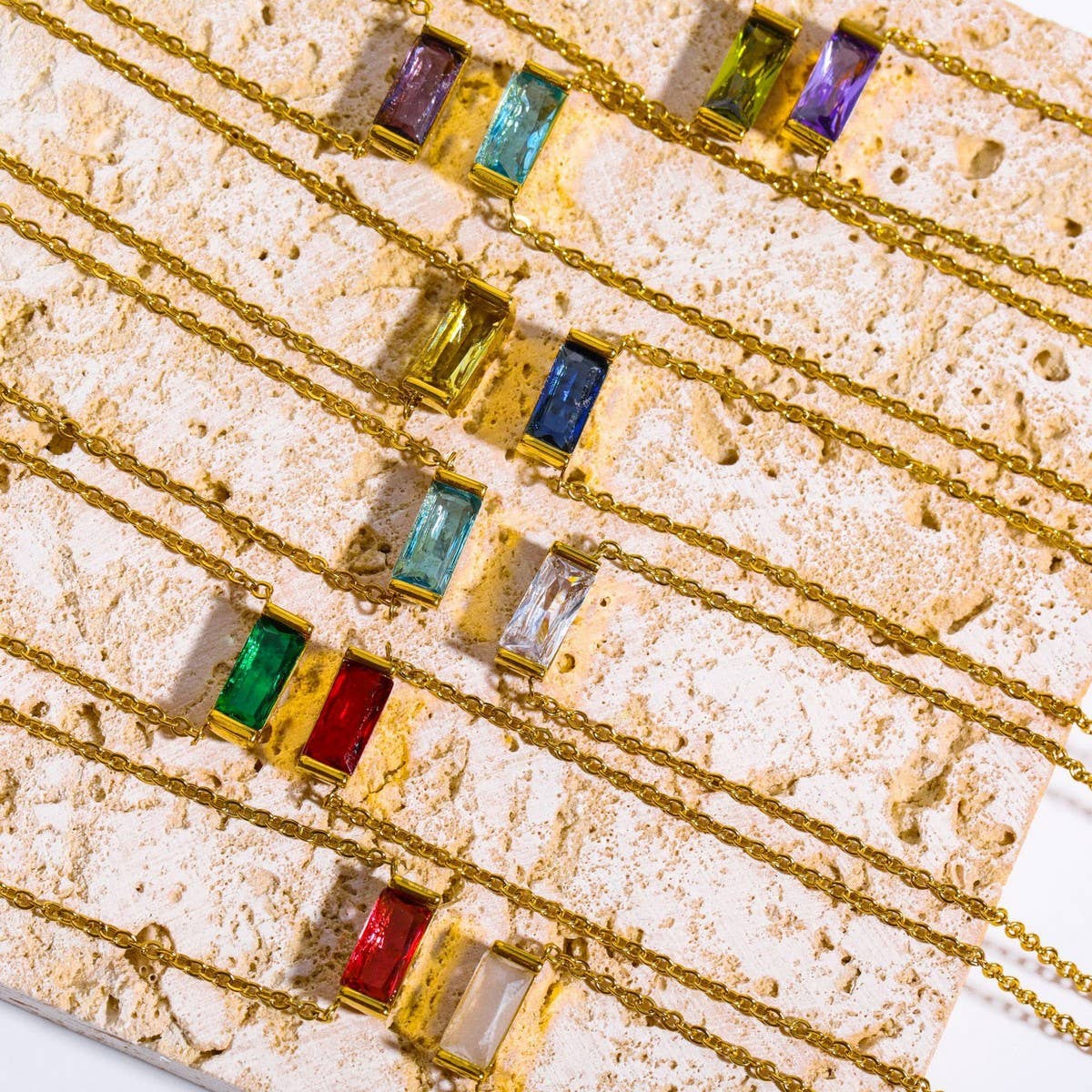 Stainless Steel Colored Birthstone Necklace_CWMM5535