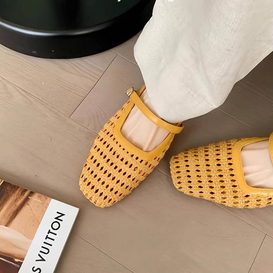 Cutout Leather Slip-On Mules with Hidden Wedge