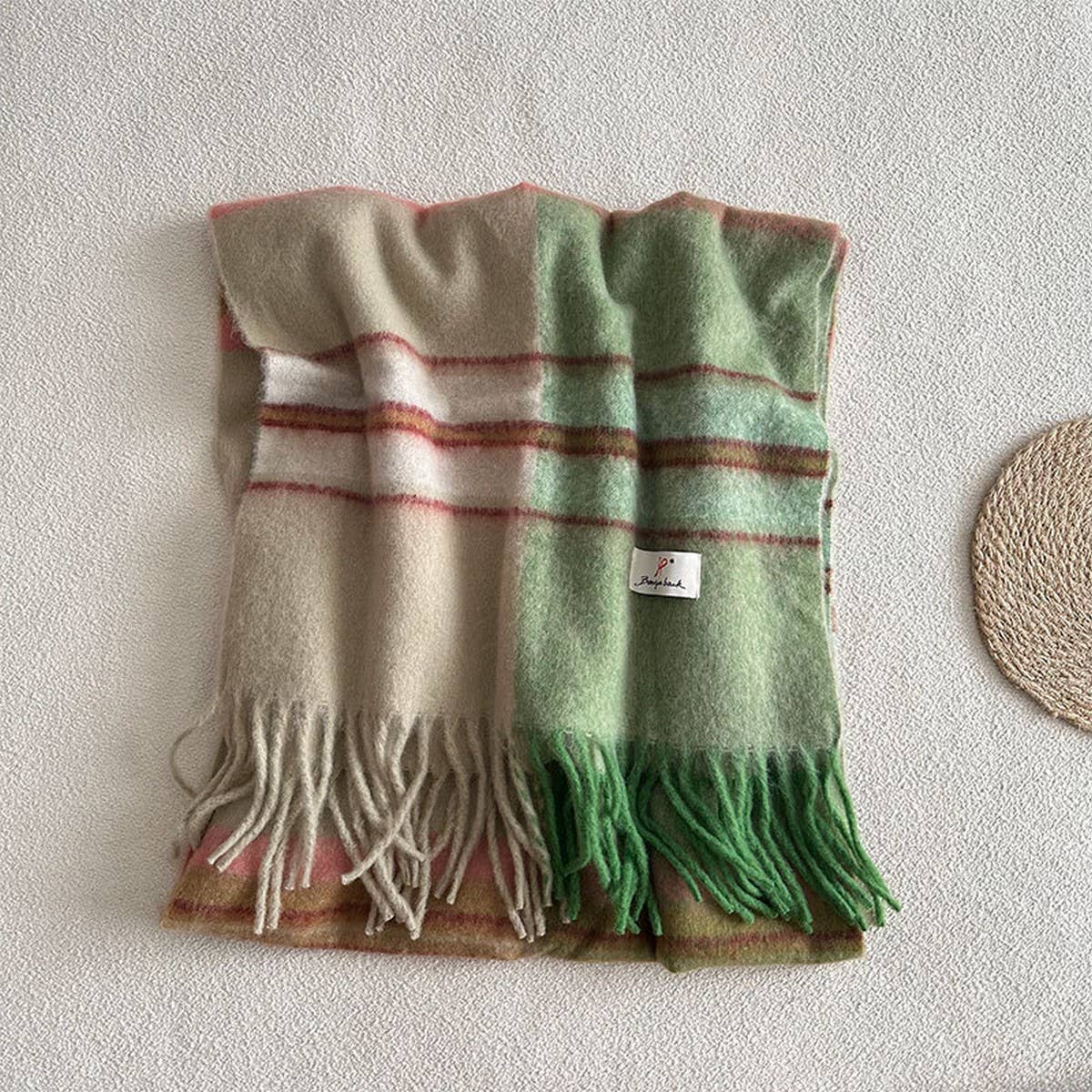 Blue Plaid Faux Cashmere Scarf ??Winter Warm_CWASC2337