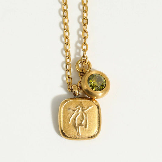 Vintage 12 Zodiac Sign Pendant Necklace