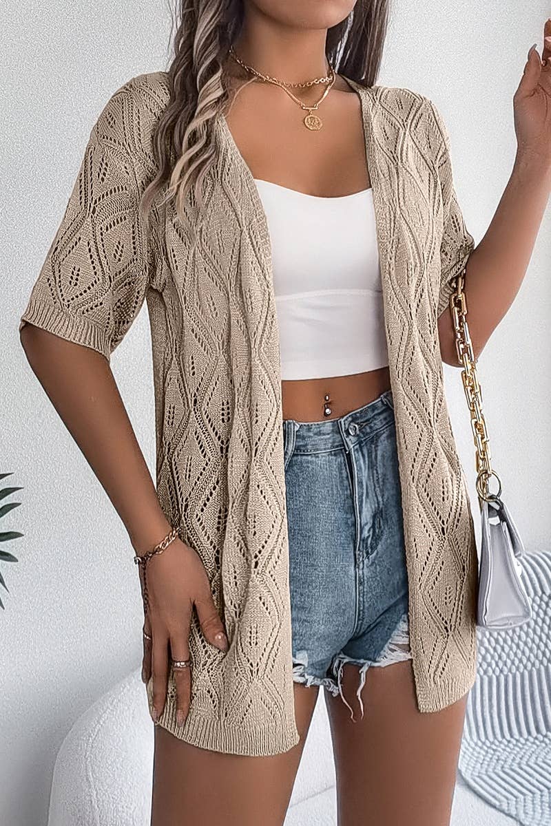 CWTBLS1055_SUMMER HOLLOW KNIT BEACH SUNBLOCK TOP