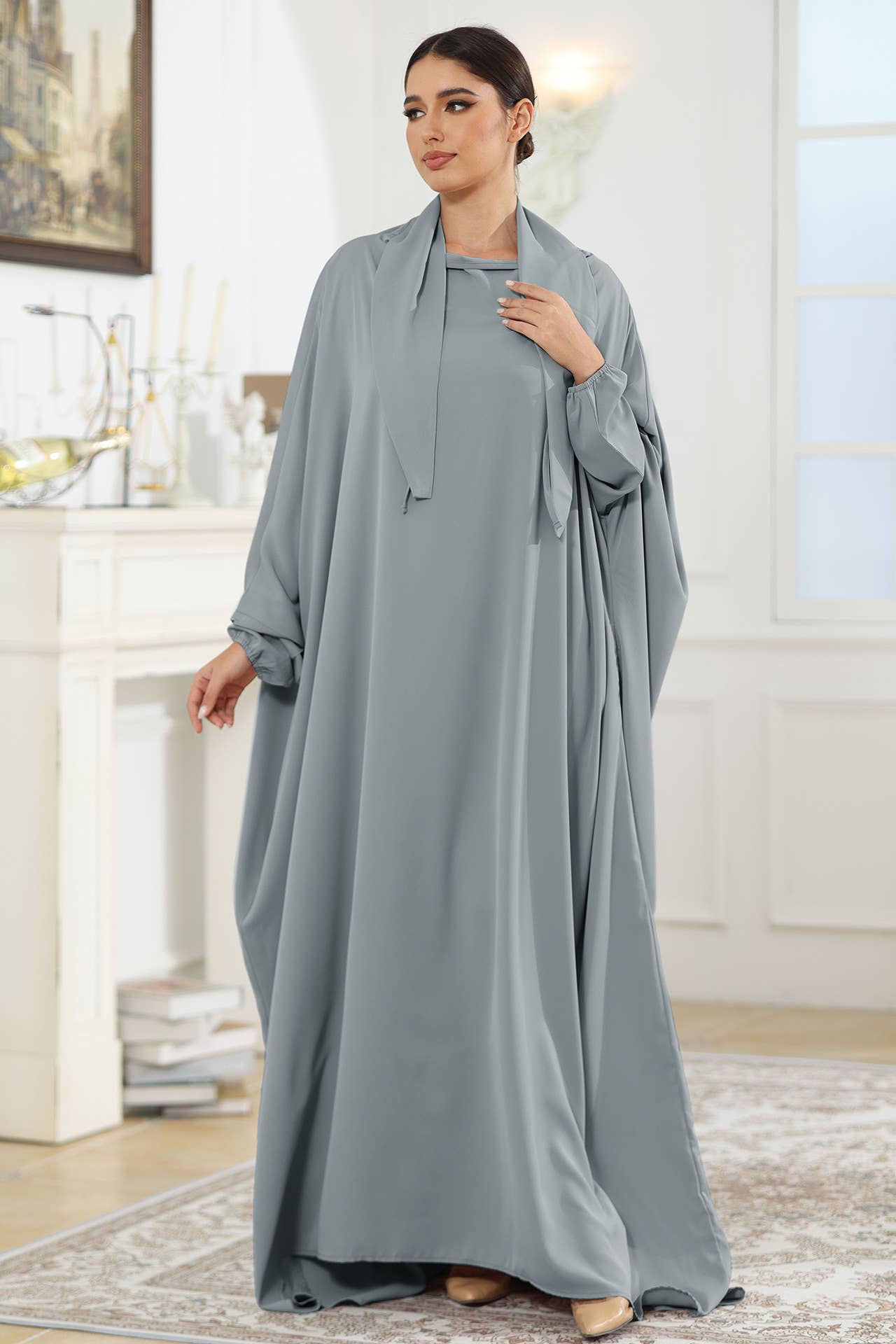 SATIN LACE ARABIC STYLE LOOSE DRESS