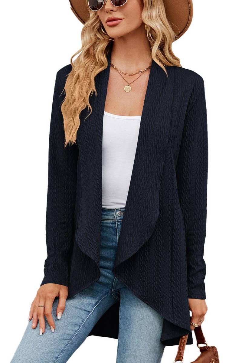 CWOCAL1936_LONG-SLEEVED SOLID COLOR LOOSE KNITTED CARDIGAN