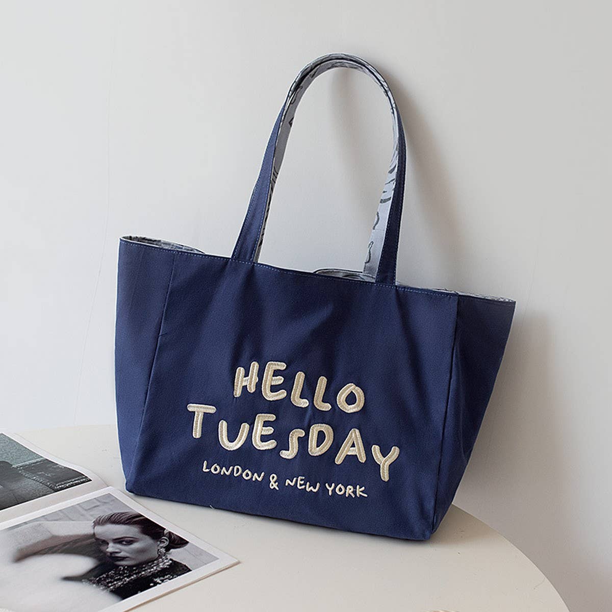 Embroidered Lazy Style Large Canvas Tote for Women_CWAB5642