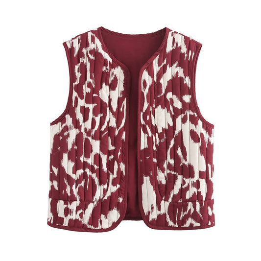 LIGHTWEIGHT PRINT FASHION BUTTONLESS VEST