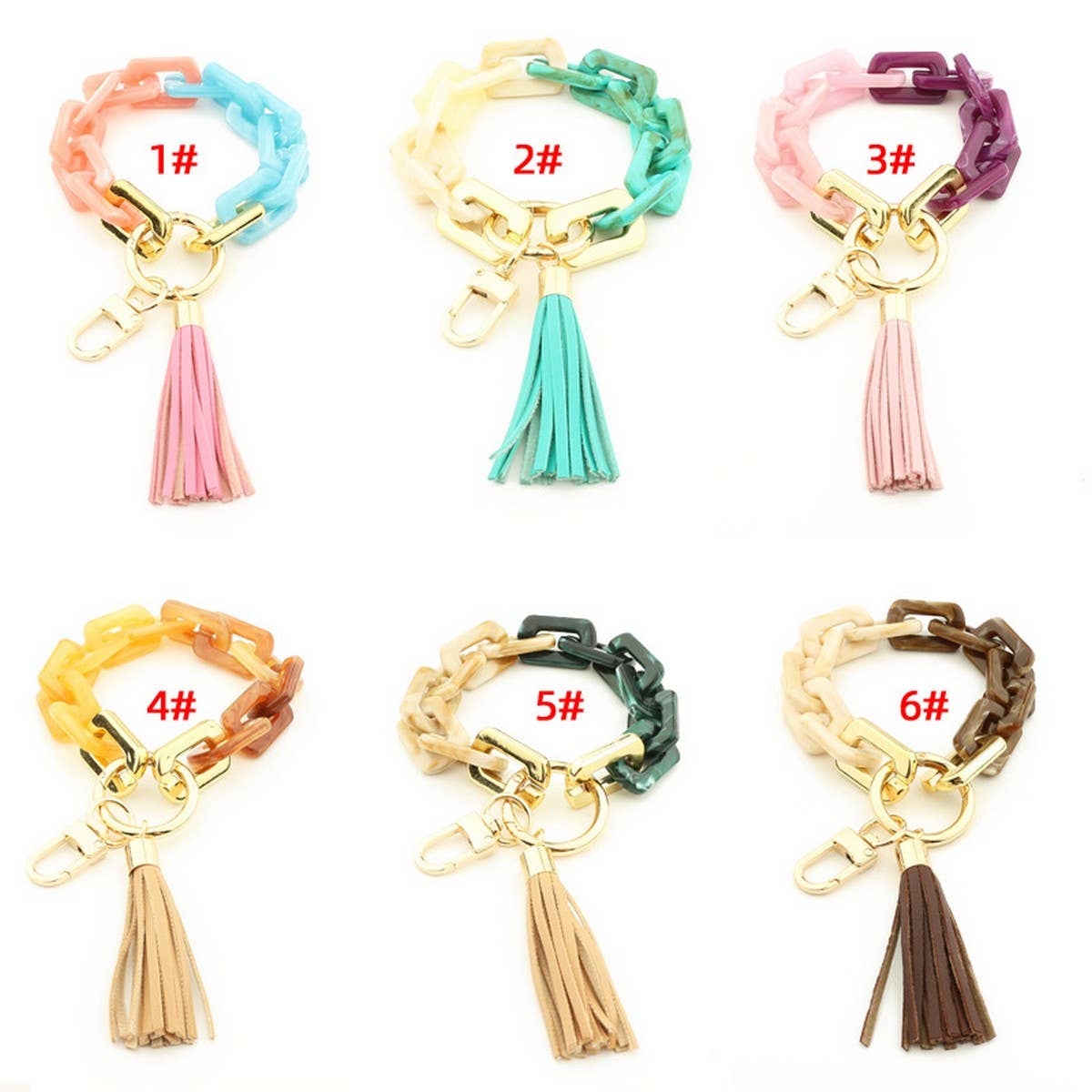 Colorful Acrylic Bracelet Keychain Resin Hand Strap_CWAB5020