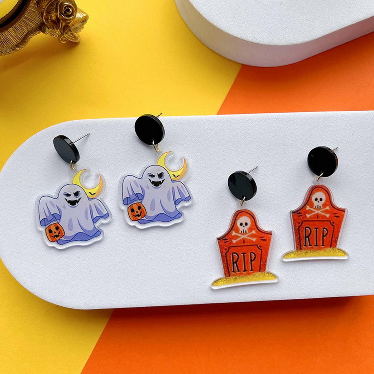 FUNNY HORROR SKULL GHOST EARRINGS