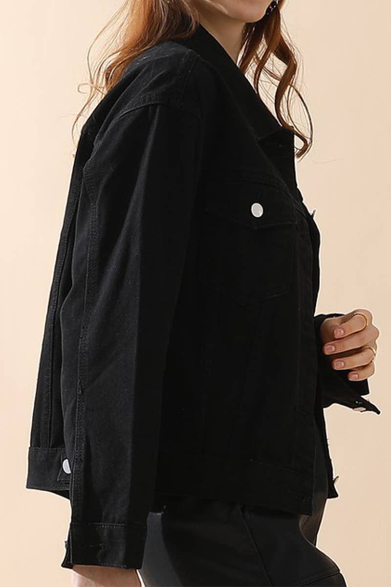 CWJJ065_CASUAL BUTTON DOWN DENIM JACKET