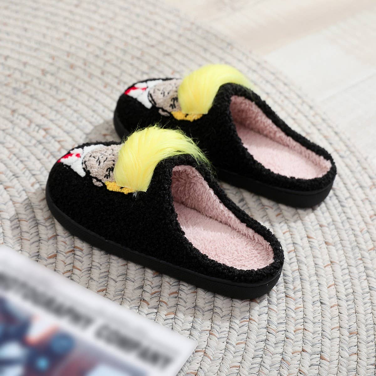 CREATIVE YELLOW HAIR FUN COTTON SLIPPERS