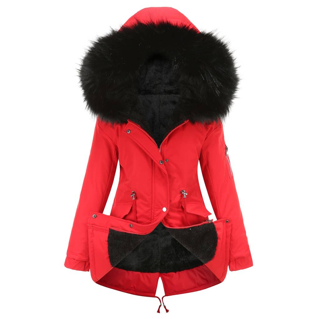 HOODED WARM PADDED JACKET WITH FLEECE