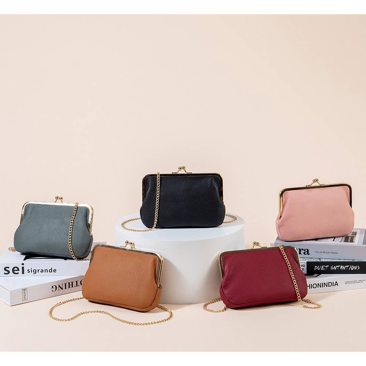 CLIP BAG ELEGANT SHOULDER BAGGENUINE LEATHER WALLET_CWAB3752