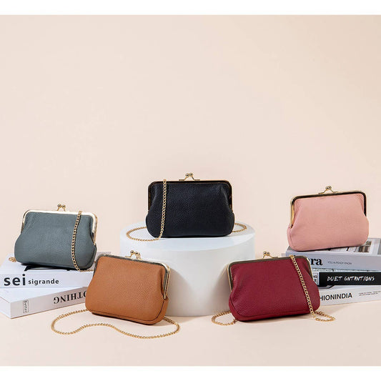 CLIP BAG ELEGANT SHOULDER BAGGENUINE LEATHER WALLET_CWAB3752