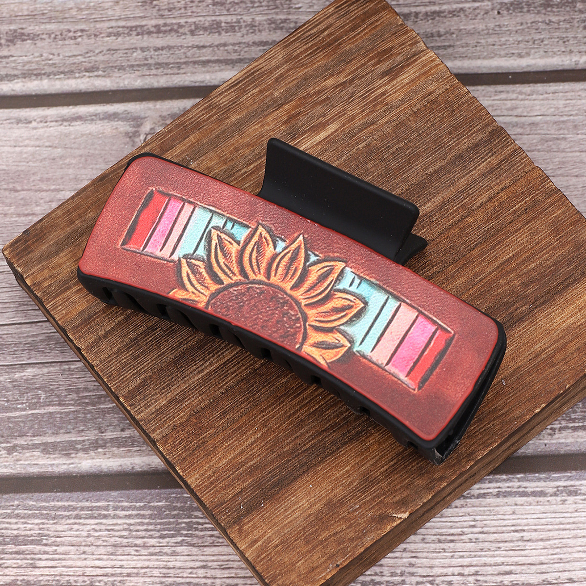 WESTERN COWBOY STYLE PU LEATHER HAIR CLIP LARGE