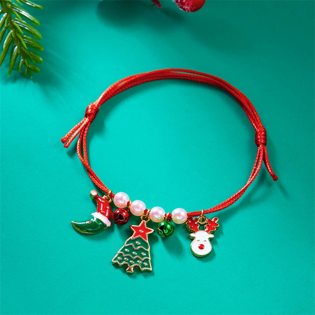 HANDMADE WOVEN CHRISTMAS TREE MOOSE BRACELET