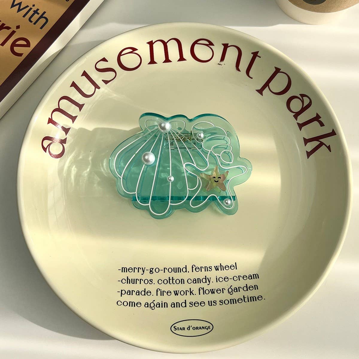 Ocean Shell & Starfish Hair Claw, Pearl Shark Clip_CWAHA5898