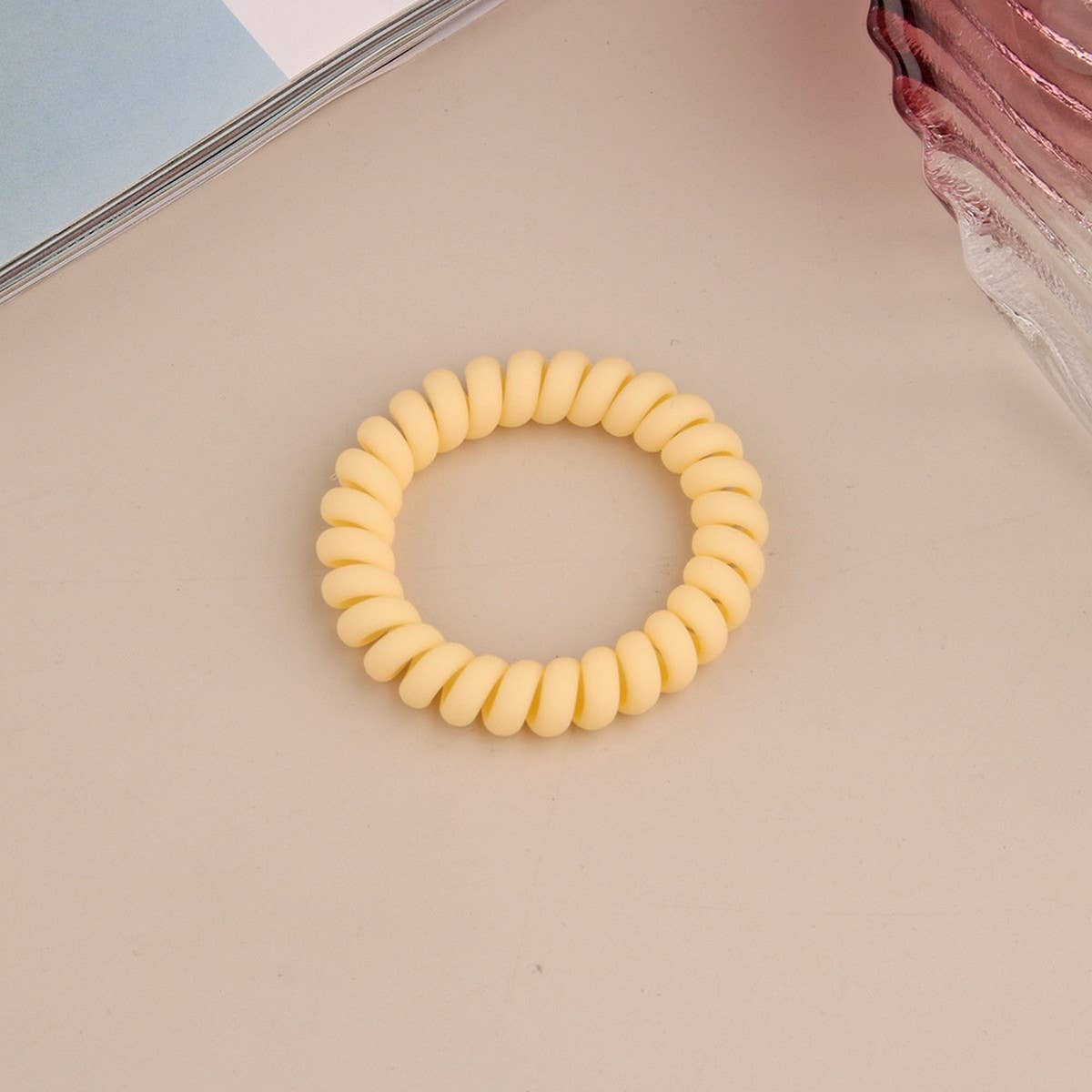 CWAHA1379_SIMPLE FROSTED PHONE CORD HAIR TIE