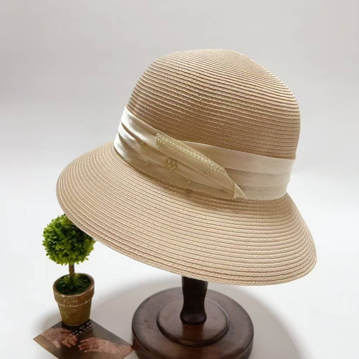 Summer sun protection bow straw hat_CWAH3492
