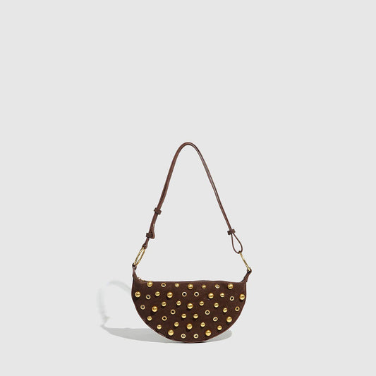 Studded Polka Dot Punk Shoulder Bag for Women_CWAB5679